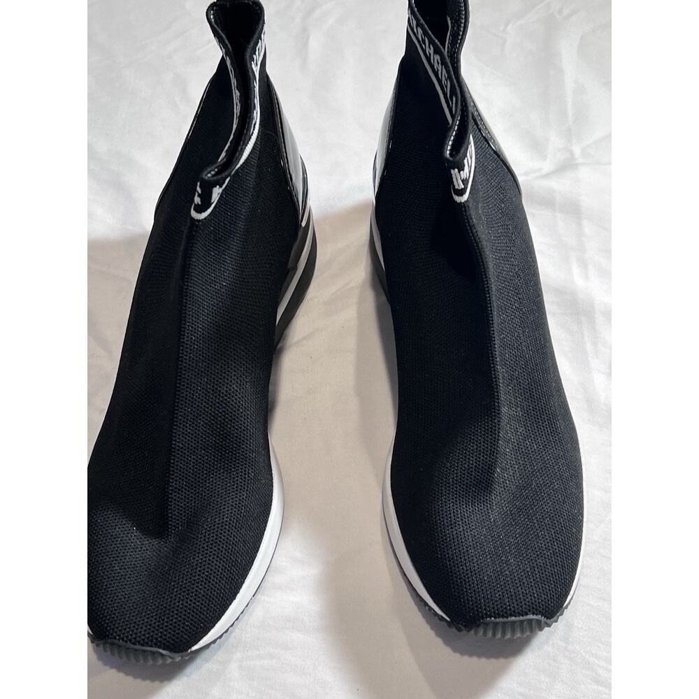 Michael Kors Skyler Slip On Stretch Knit Wedge Sneakers Black Chrome Size 11 - Picture 6 of 7